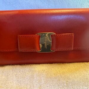 Salvatore Ferragamo Red Bow Long Wallet